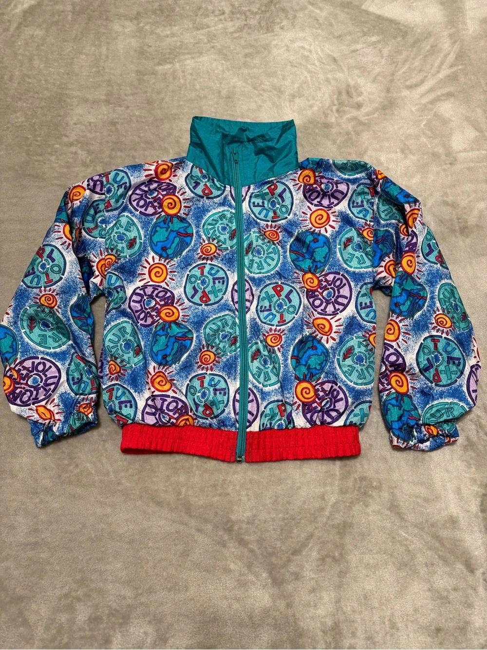 Vintage 90's JPI Company Graphic Tracksuit Set Bright Colorblock Windbreaker Set